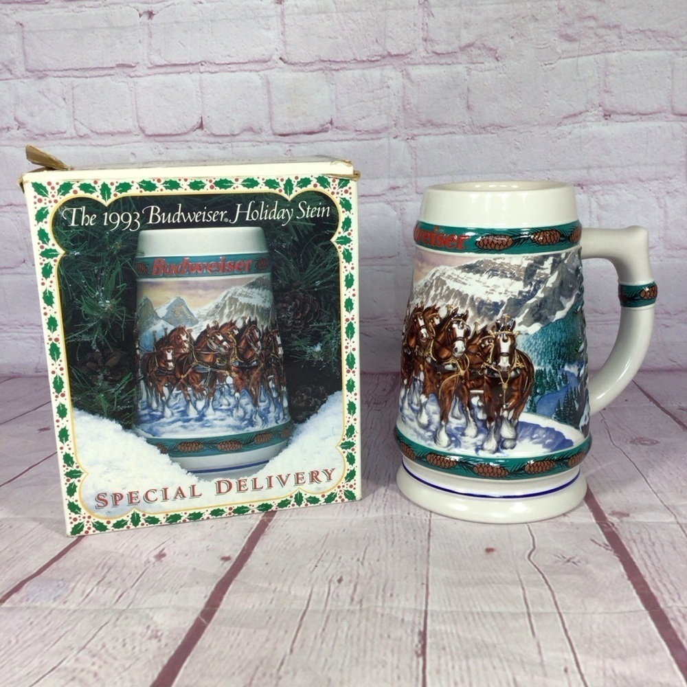 Vintage Budweiser 1993 Special Delivery Holiday Stein with Original Box